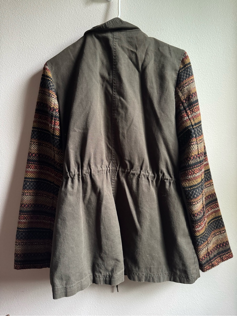 Mossimo Supply Co. Olive Green/Brown Jacket with striped sleeves - Picture 4 of 4